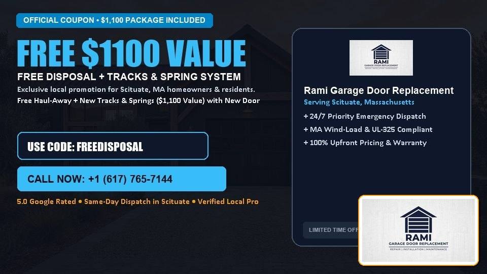 FREE Old Door Haul-Away & Heavy-Duty Tracks in Scituate, MA - Rami Garage Door Replacement