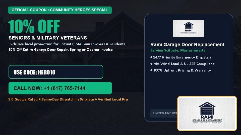 10% OFF Senior, Military & First Responder Discount in Scituate, MA - Rami Garage Door Replacement